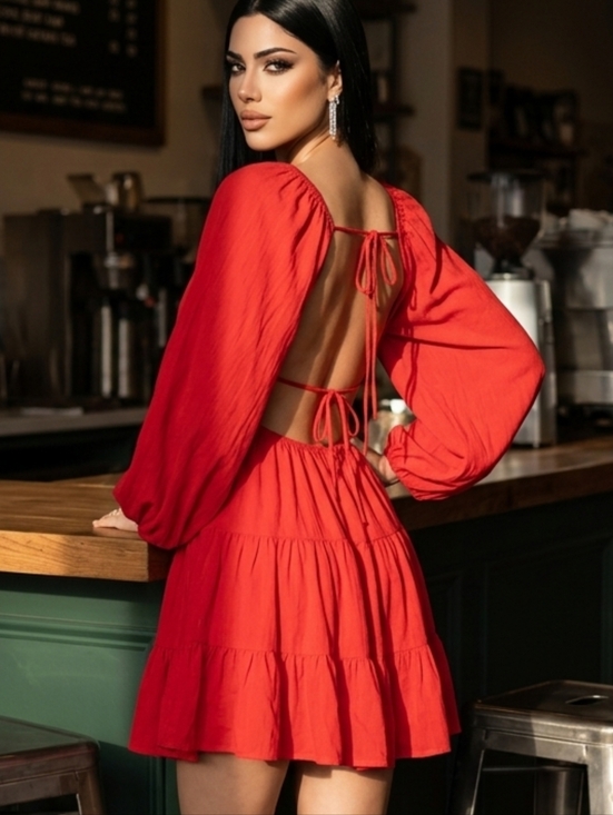 Princess Polly Dresses & Skirts - Princess Polly Danny Long Sleeve Mini Dress Red